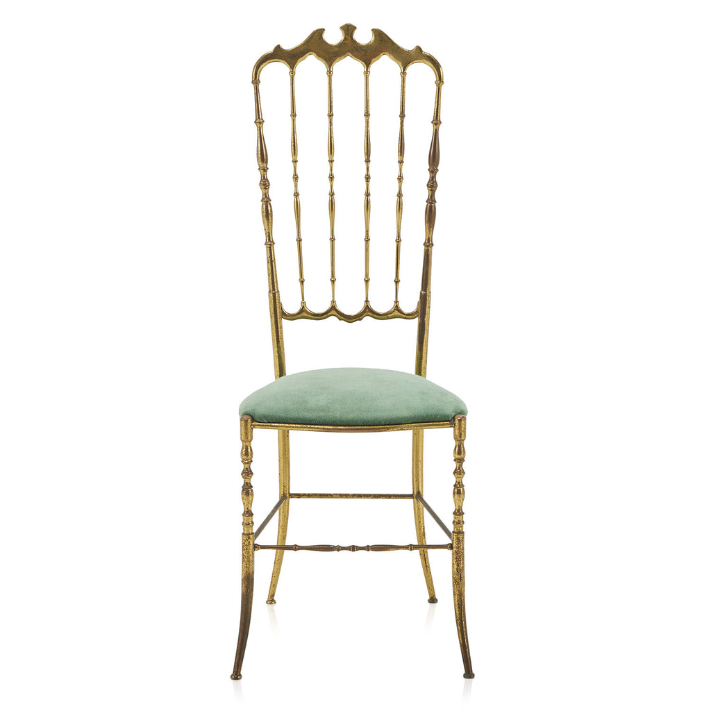 Gold High Back Chair with Teal Cushion