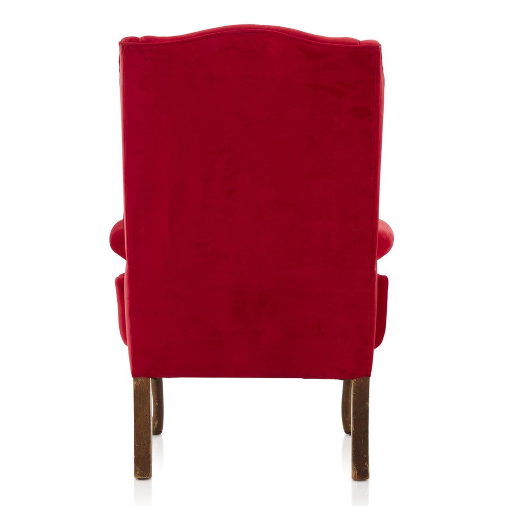 Red Velvet Wingback Armchair