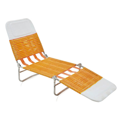 Orange & White Folding Chaise Lounger