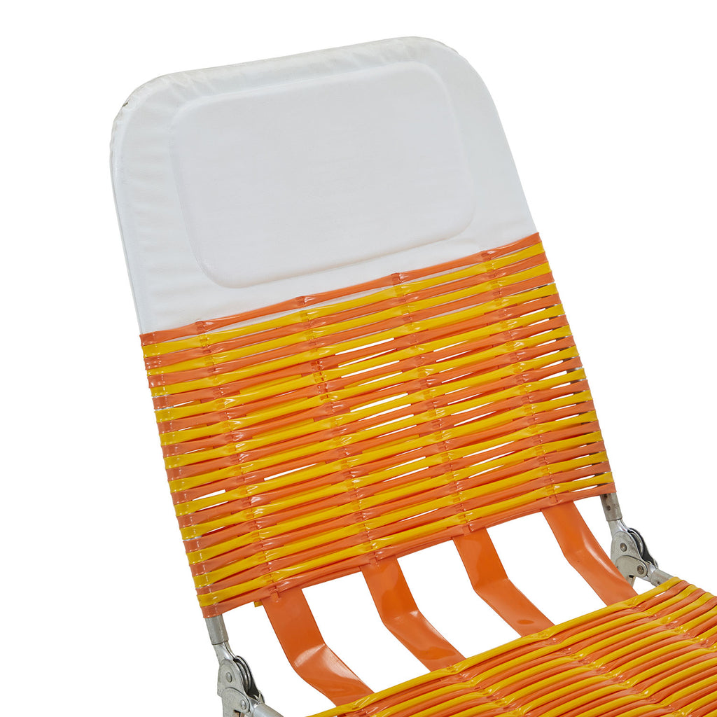 Orange & White Folding Chaise Lounger