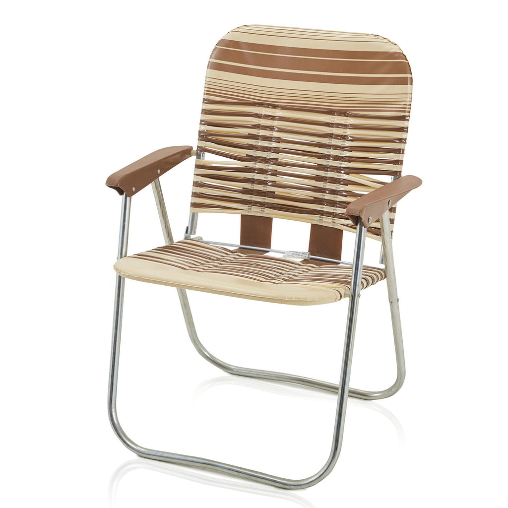 Brown and Tan Vintage Folding Chair