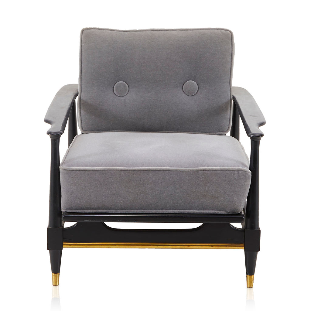 Grey/Blue Velvet Armchair