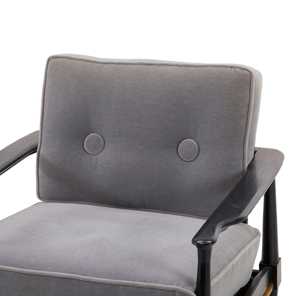 Grey/Blue Velvet Armchair