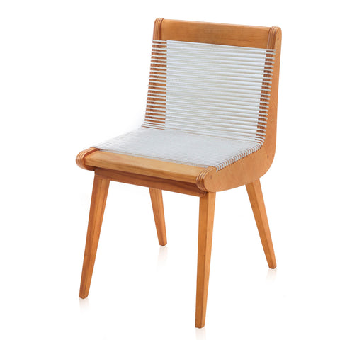 Wood Side Chair with White Rope Seat