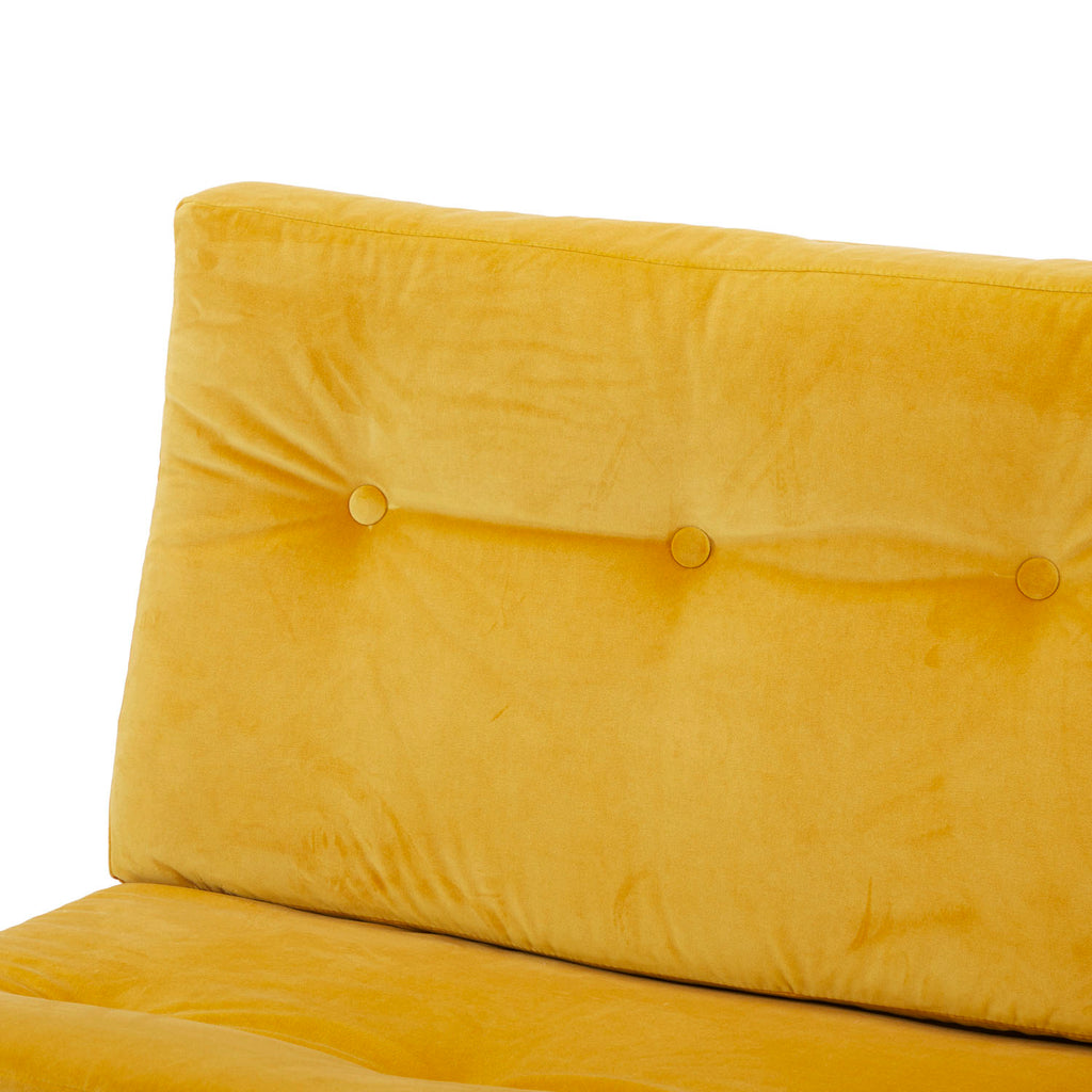 Yellow Velvet Wood Base Modern Loveseat Sofa