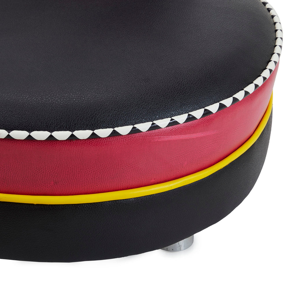 Black & Colorful Memphis Style Curved Sofa & Ottoman Set