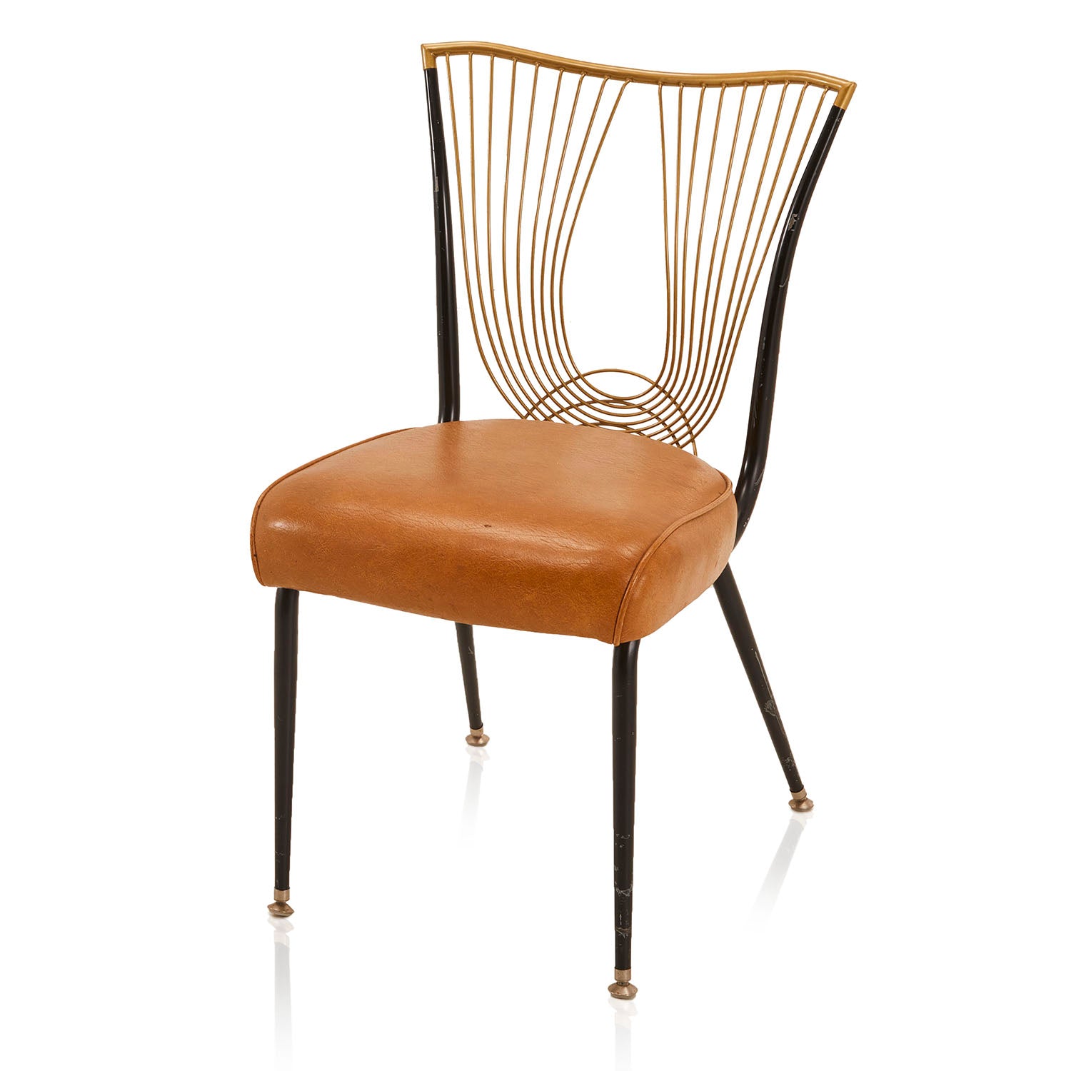 Brown Camel Leather String Back Side Chair - Gil & Roy Props