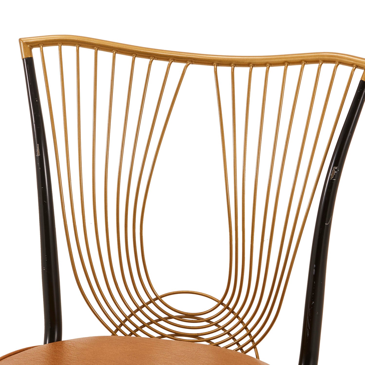 Brown Camel Leather String Back Side Chair - Gil & Roy Props