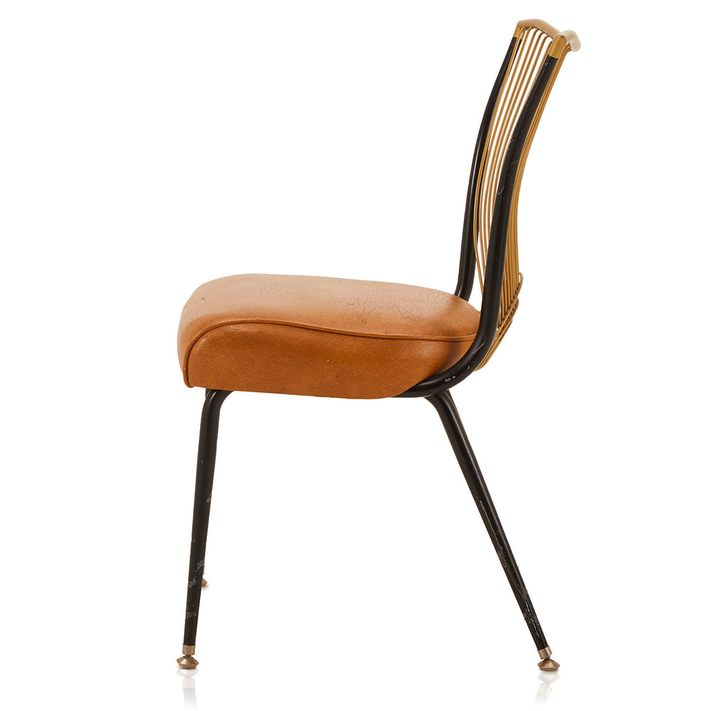 Brown Camel Leather String Back Side Chair