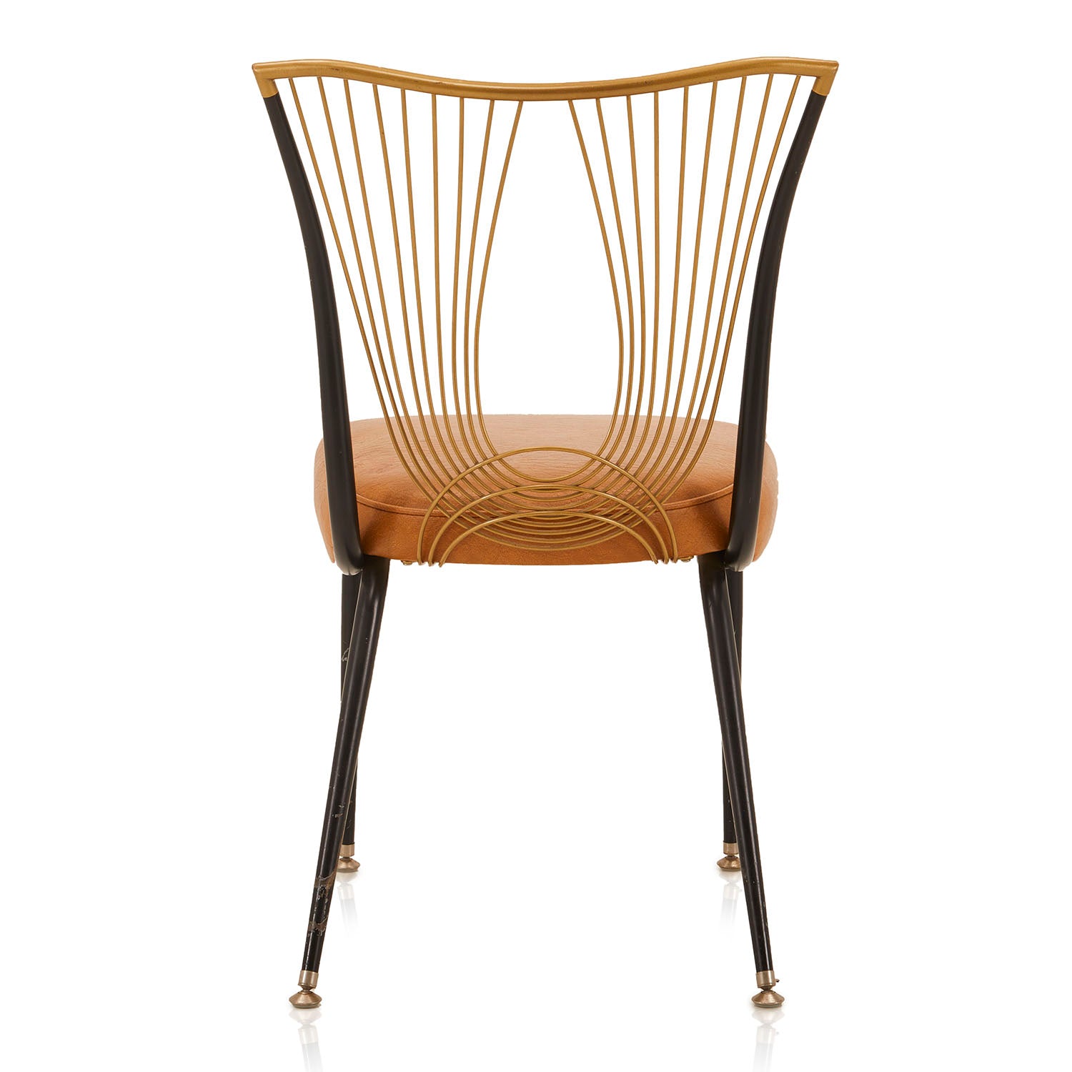 Brown Camel Leather String Back Side Chair - Gil & Roy Props