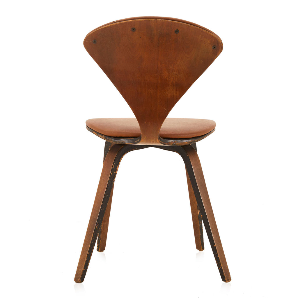 Triangle Back Wood + Brown Leather Side Chair