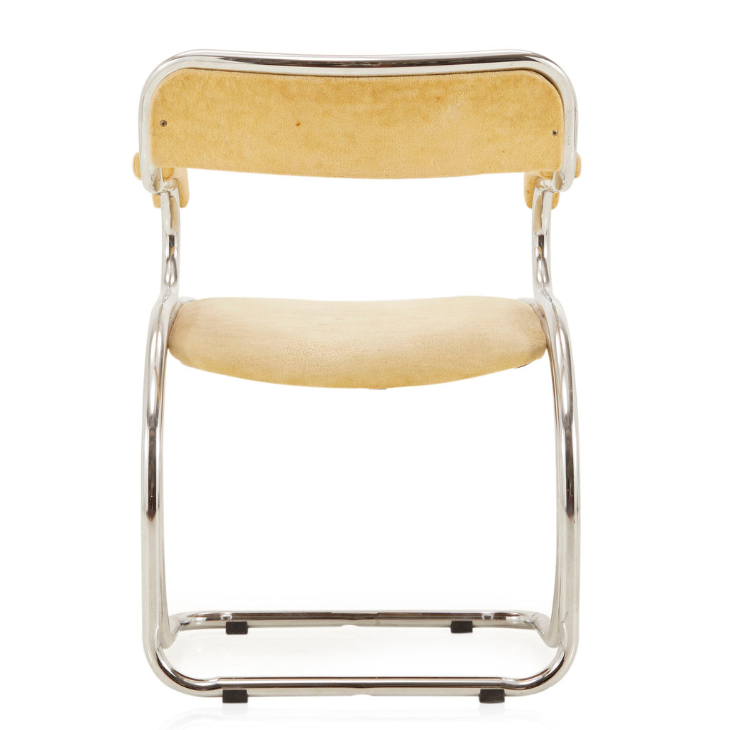 Yellow Velvet & Chrome Dining Arm Chair