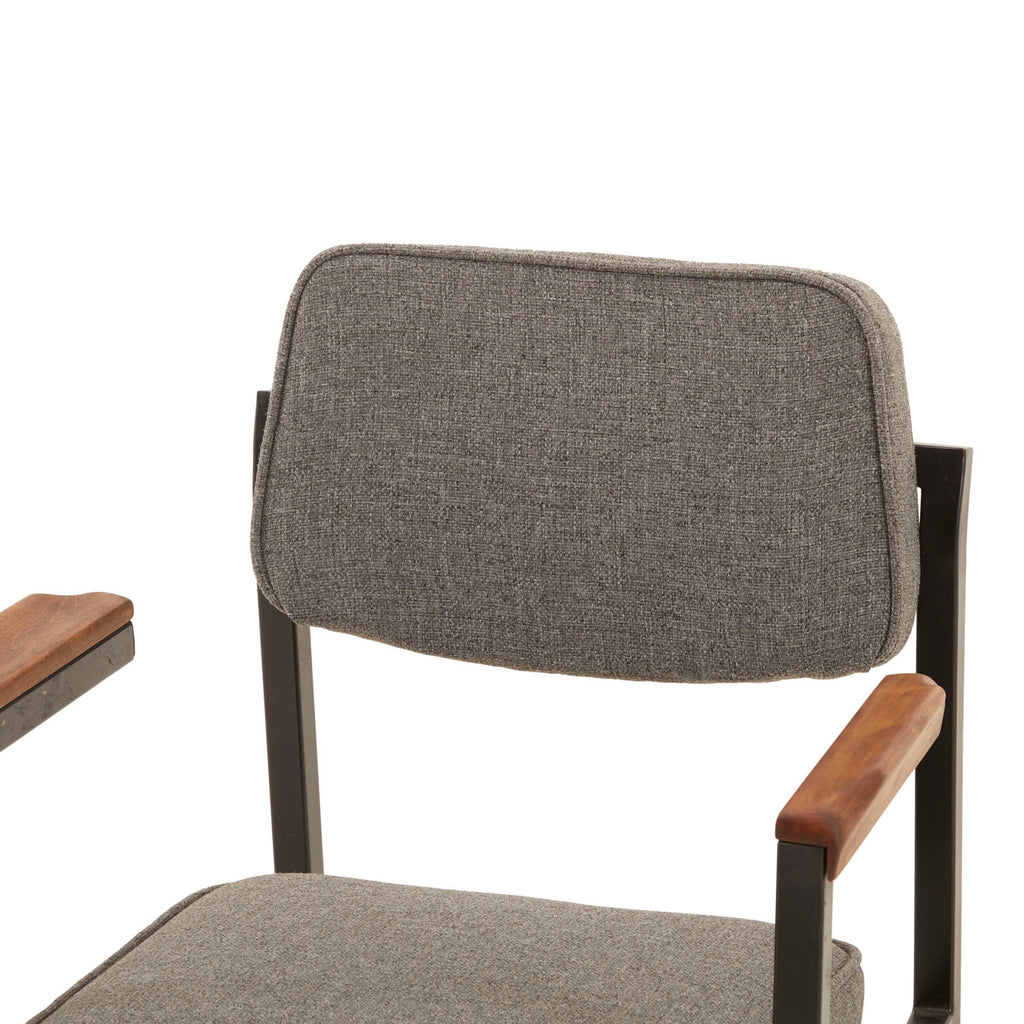 Grey & Black Metal Modern Fabric Floating-Arm Chair