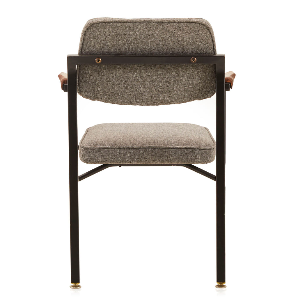 Grey & Black Metal Modern Fabric Floating-Arm Chair