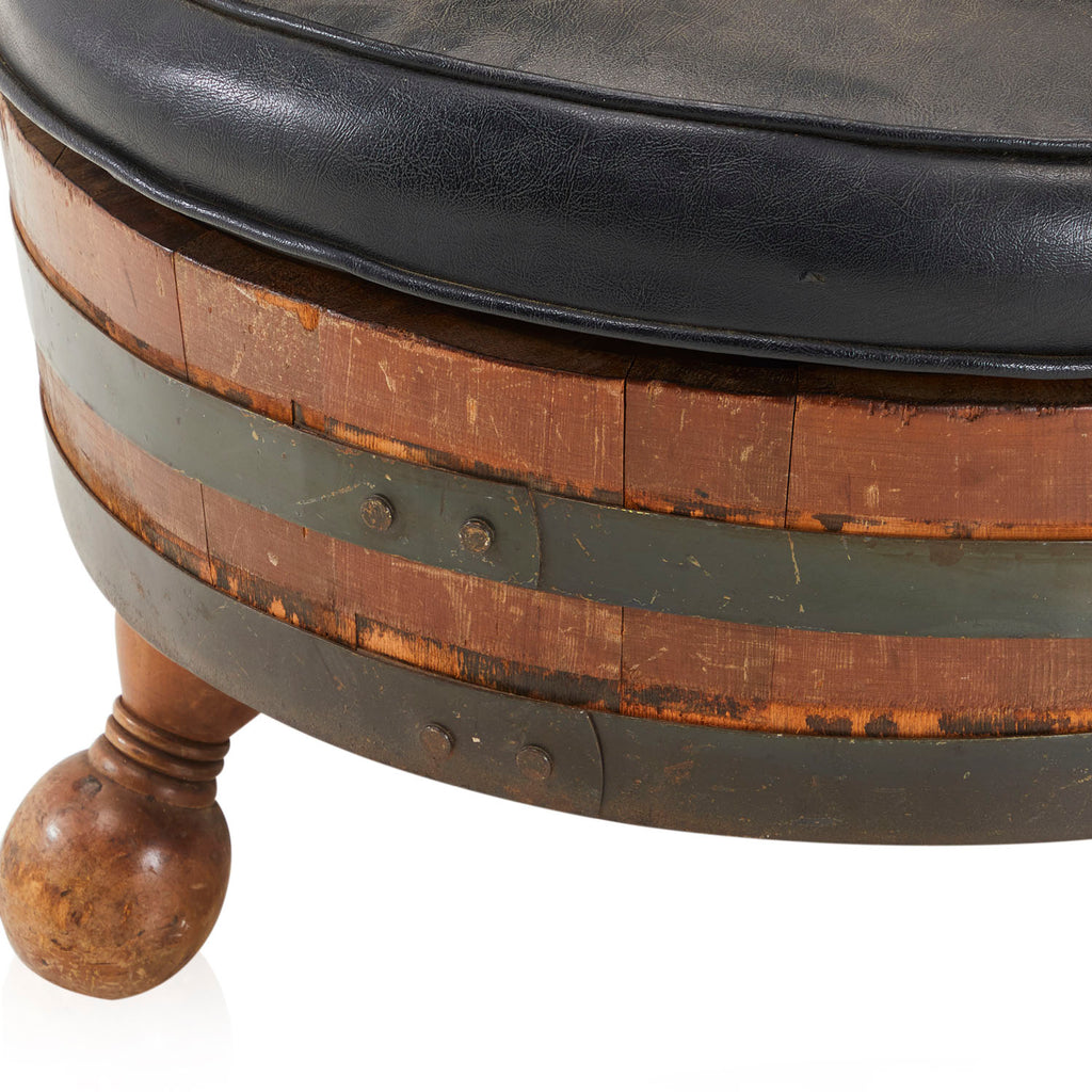 Rustic Barrel Black Leather Armchair
