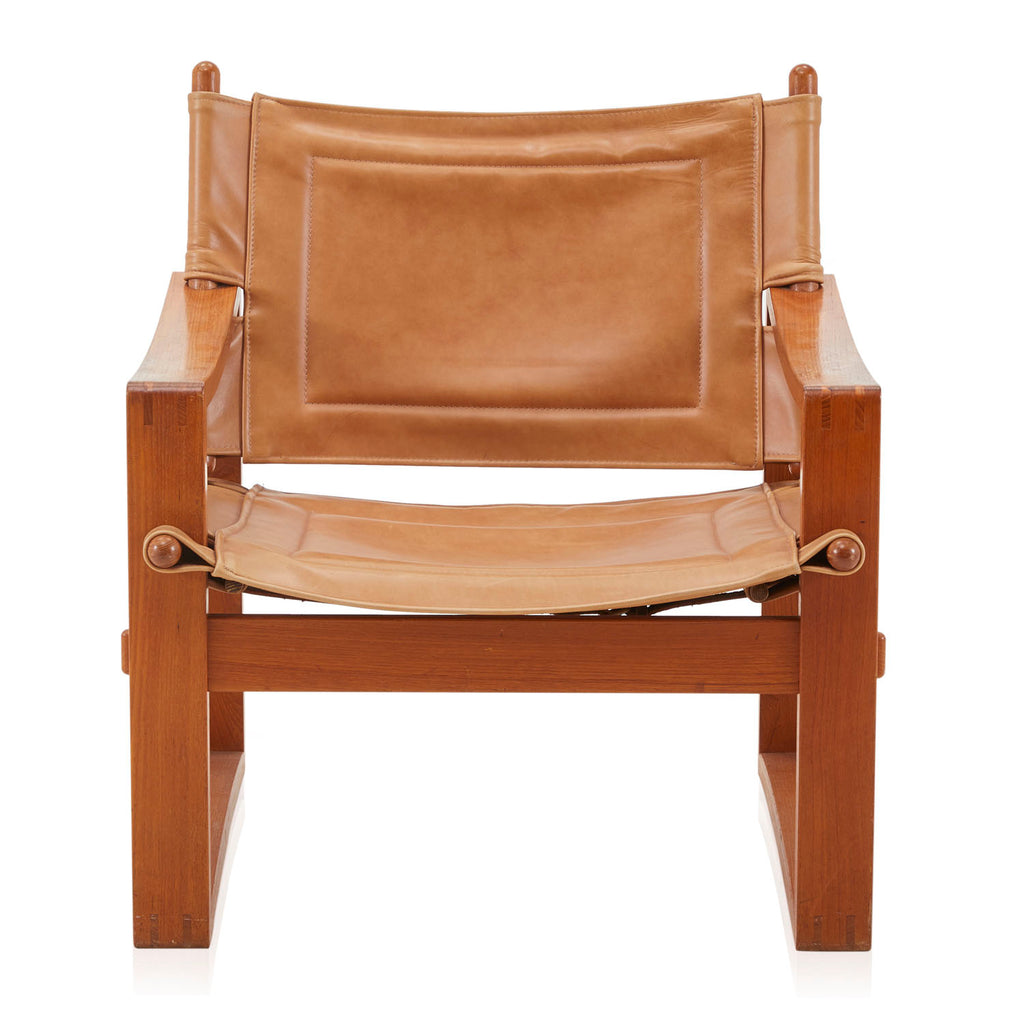 Tan Leather + Wood Armchair