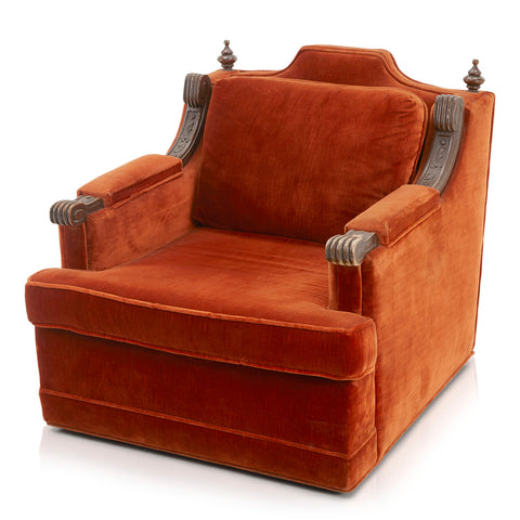 Orange Velvet Vintage Club Chair