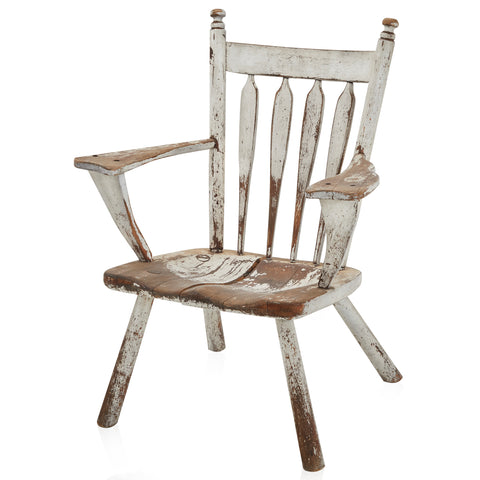 Rustic White Wood Armchair