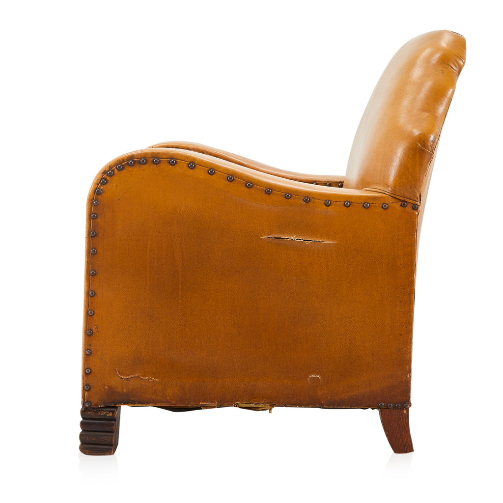 Yellow Mustard Leather Club Arm Chair
