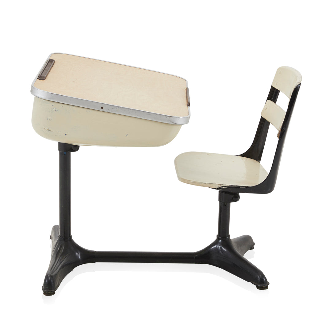 White Classroom Chair and Desk