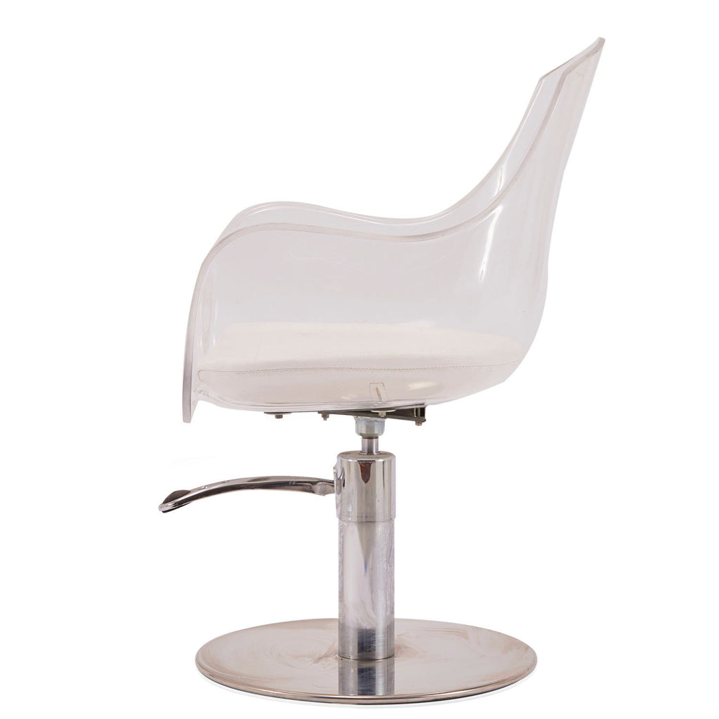Lucite Salon Chair with Chrome Pedestal Base