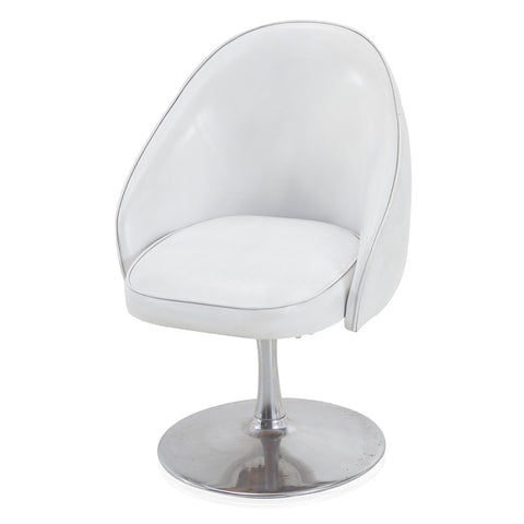 White Leather and Chrome Tulip Chair