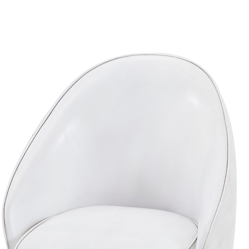 White Leather and Chrome Tulip Chair