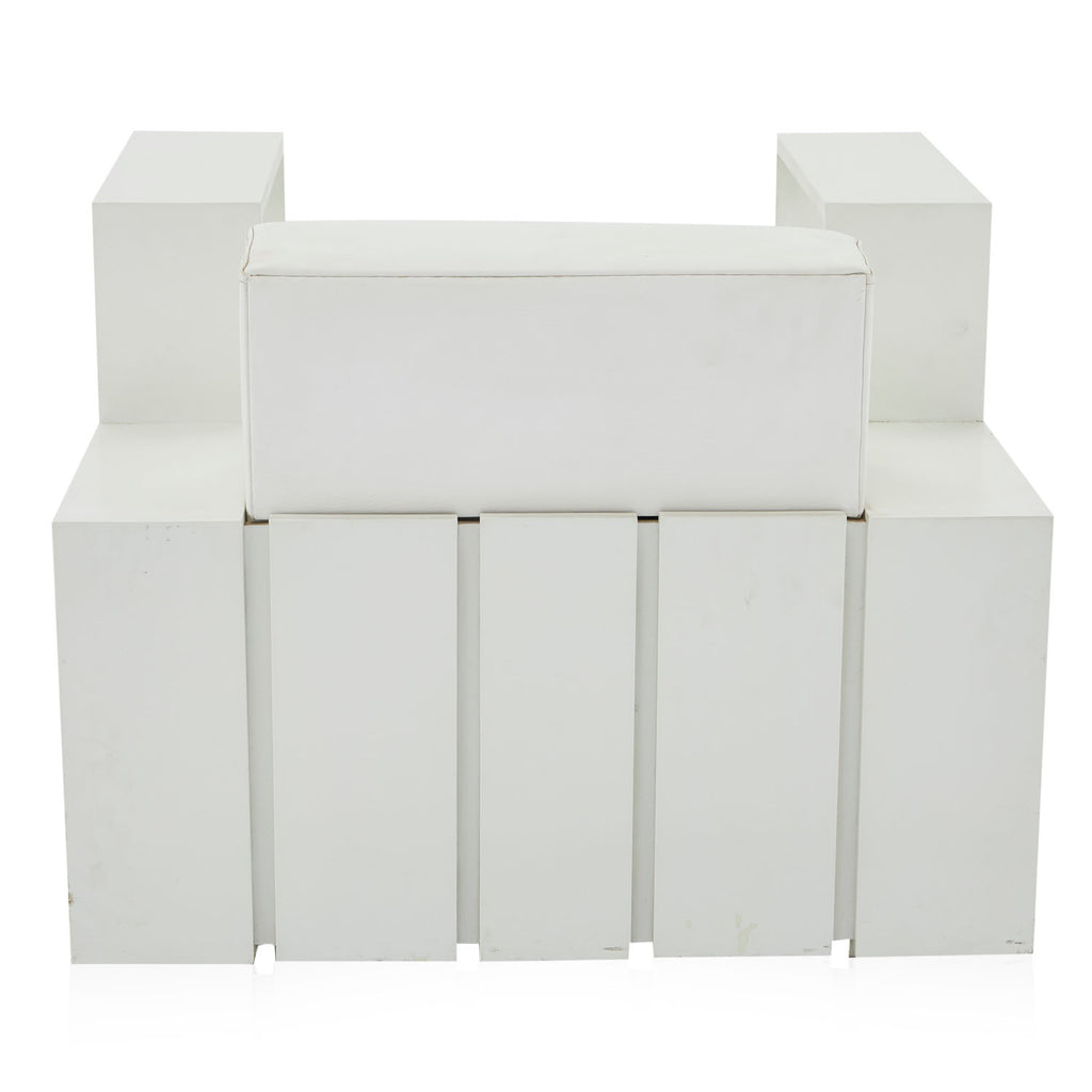White Wide Geometric Modern Armchair