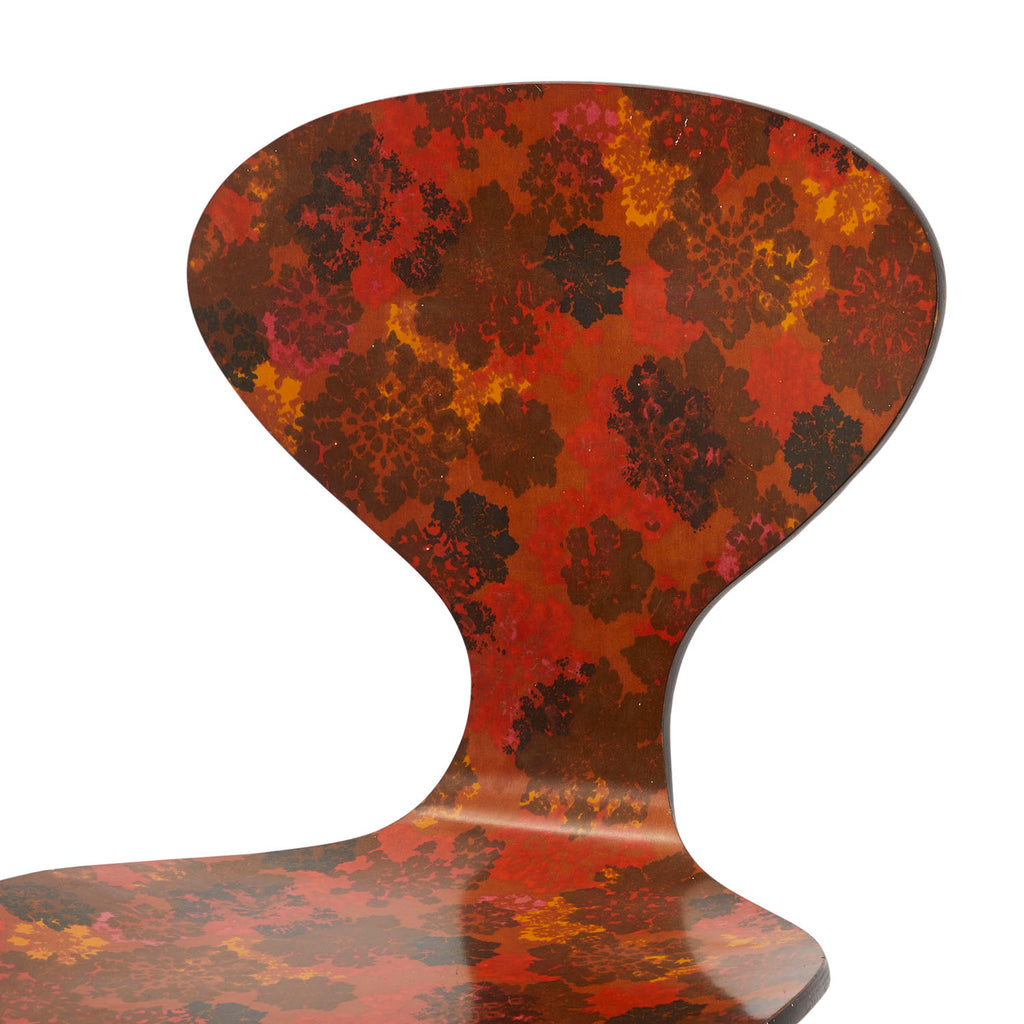 Wood Autumn Leaf Print Mid Century Side Chair