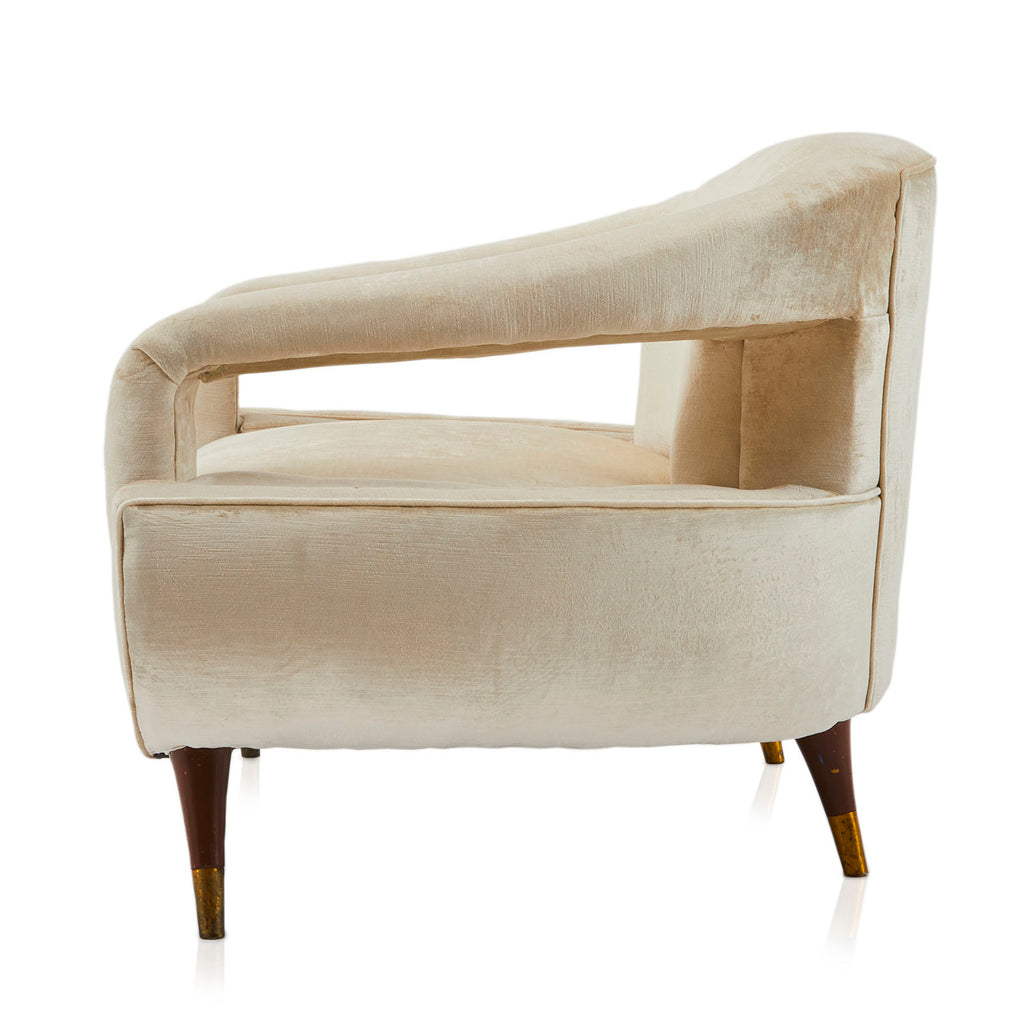 Cream Velvet Wide Scoop Lounge Chair