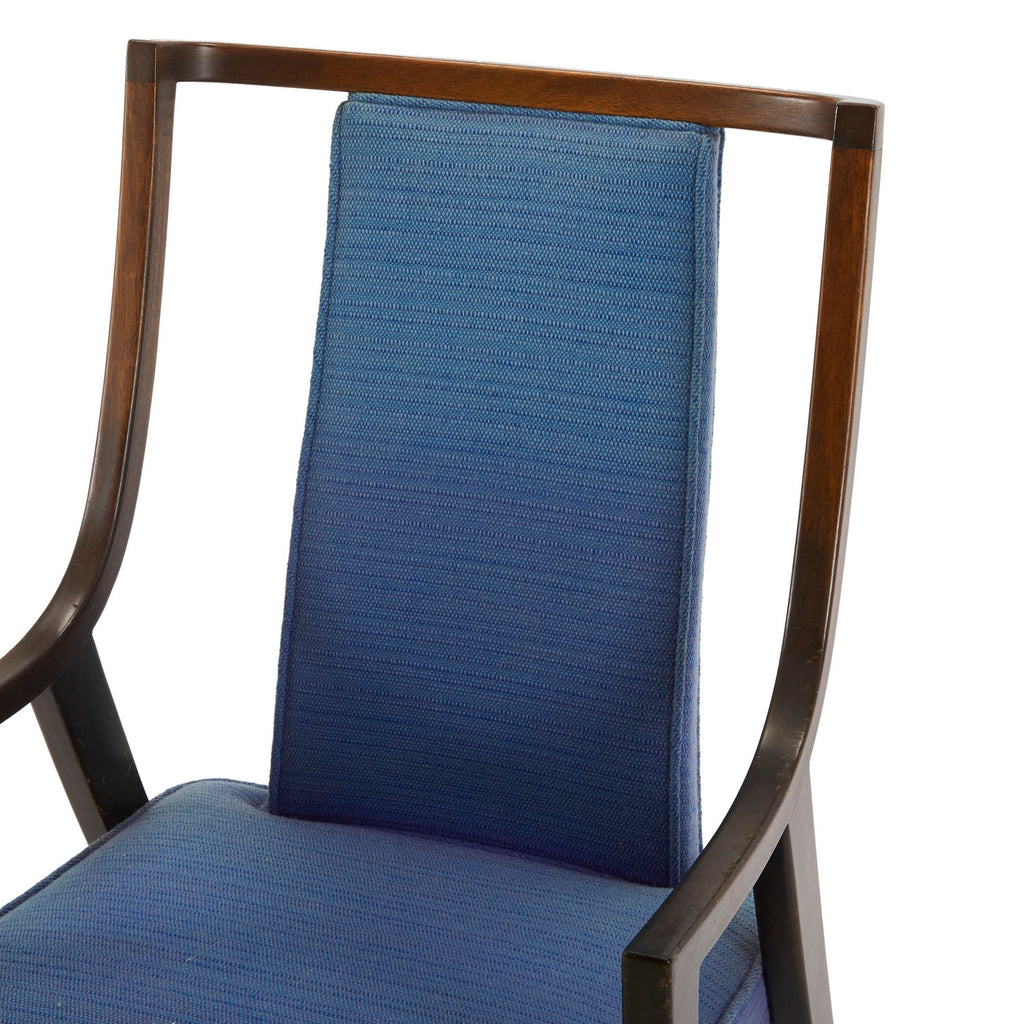 Blue & Wood Curved Armchair