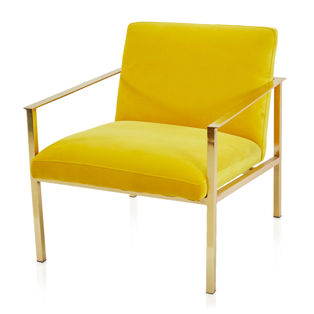 Yellow Velvet & Gold Frame Arm Chair