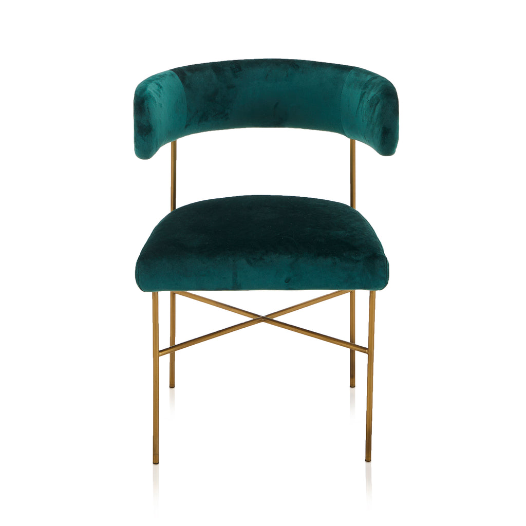 Green Velvet & Gold Dining Chair