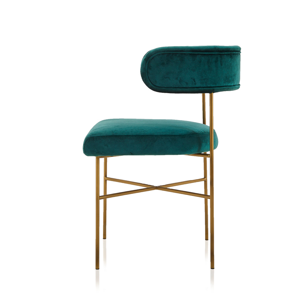 Green Velvet & Gold Dining Chair
