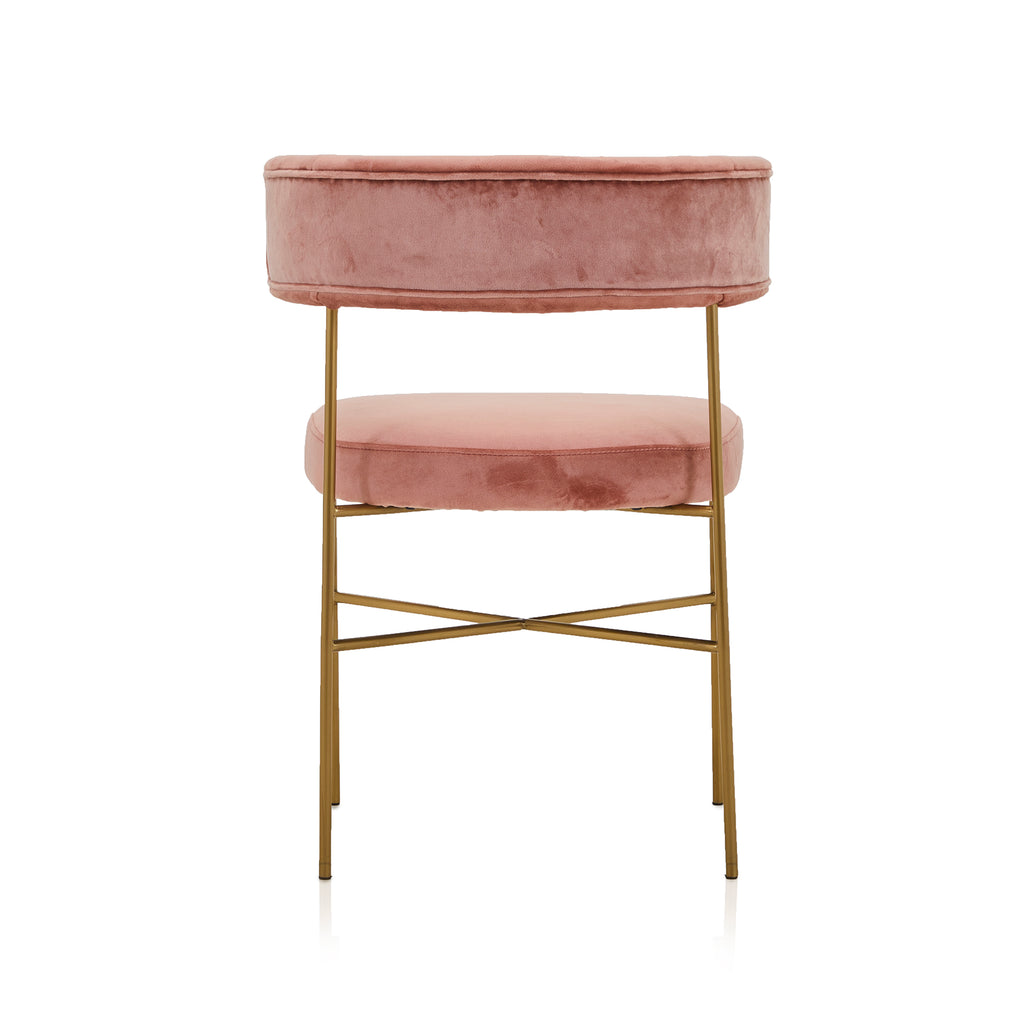 Pink Velvet & Gold Dining Chair