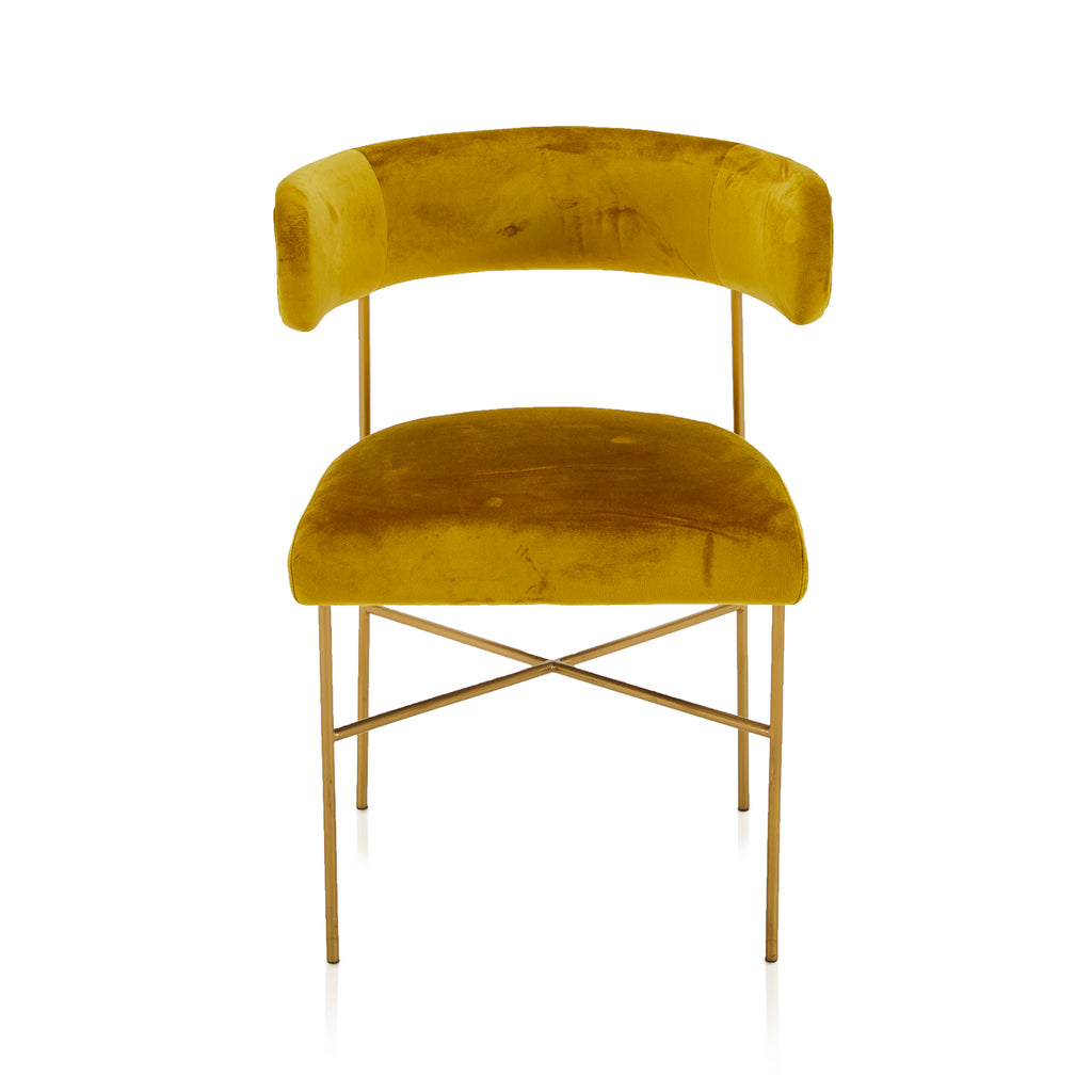 Yellow Velvet & Gold Dining Chair