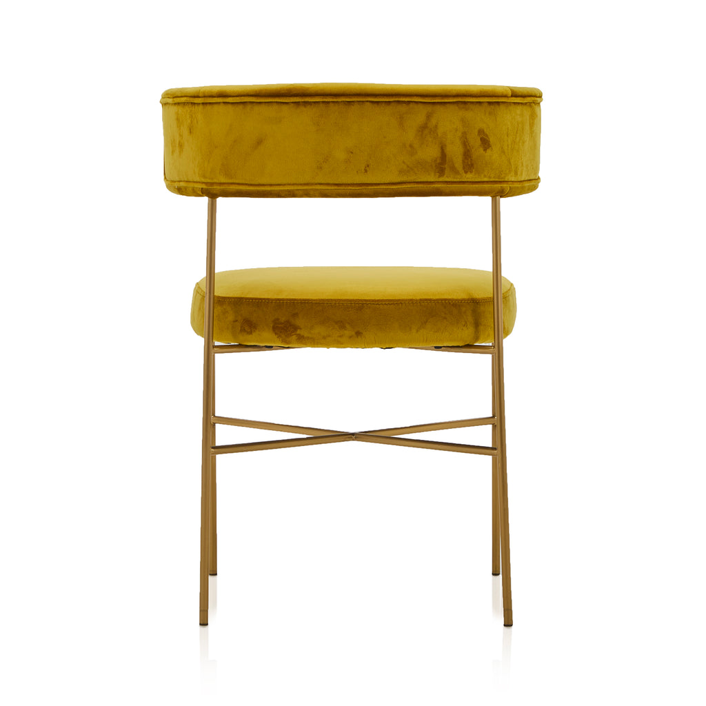 Yellow Velvet & Gold Dining Chair