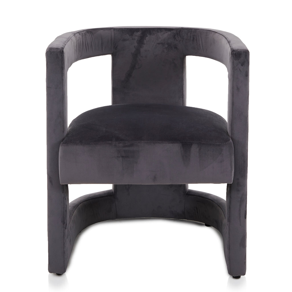 Grey Velvet Modern Cutout Arm Chair