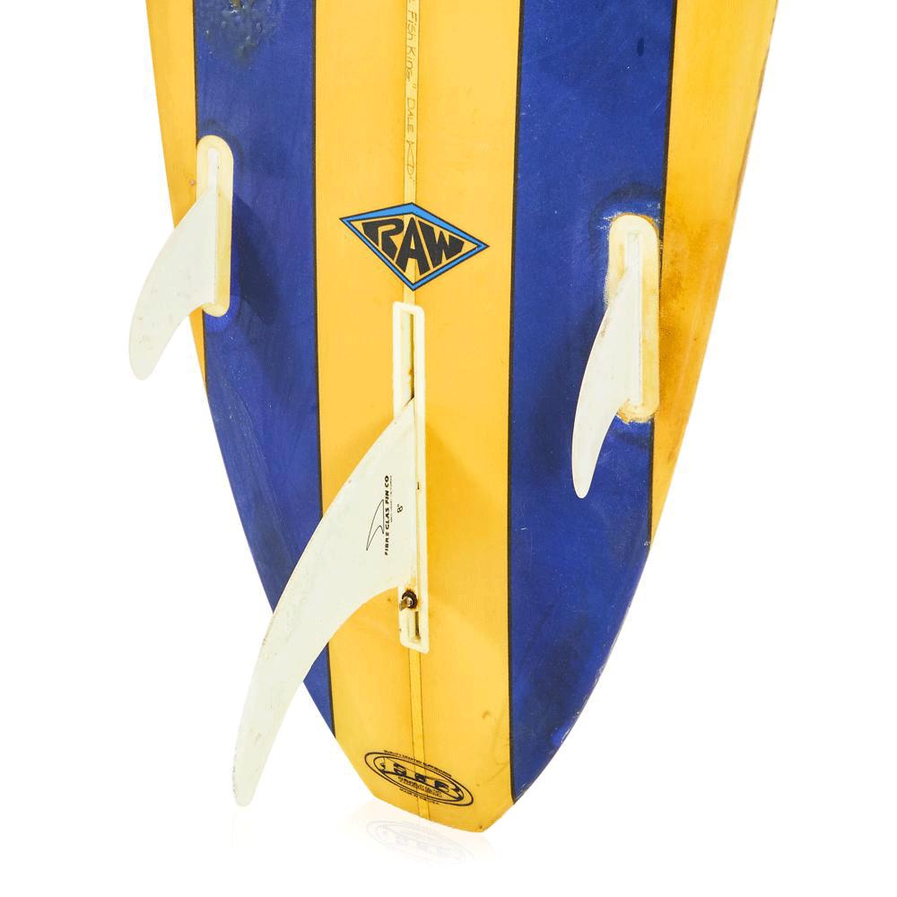 Blue and Yellow Striped Surfboard