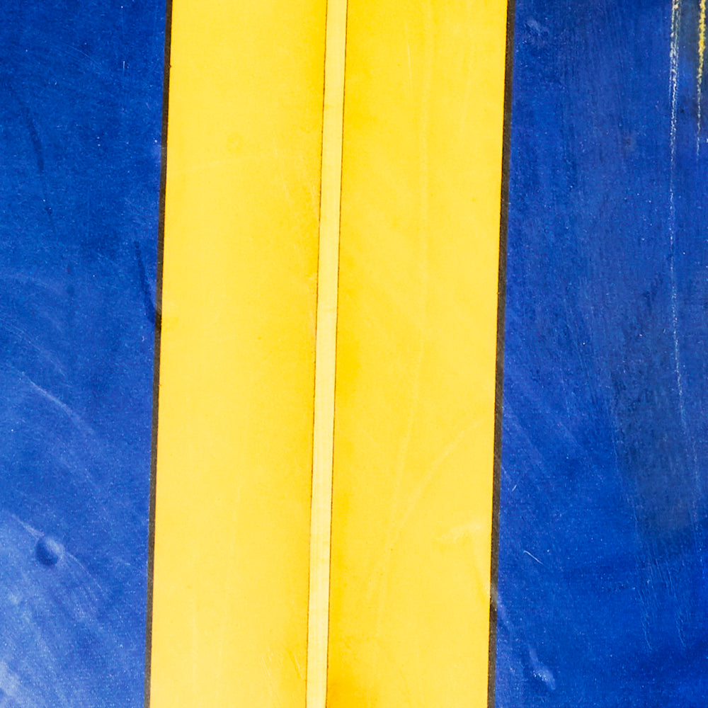 Blue and Yellow Striped Surfboard