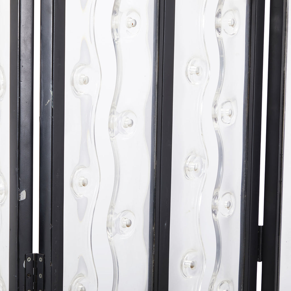 Three-Panel Glass and Metal Screen Divider