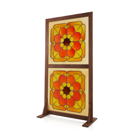 Orange and Yellow Stained Glass Room Divider