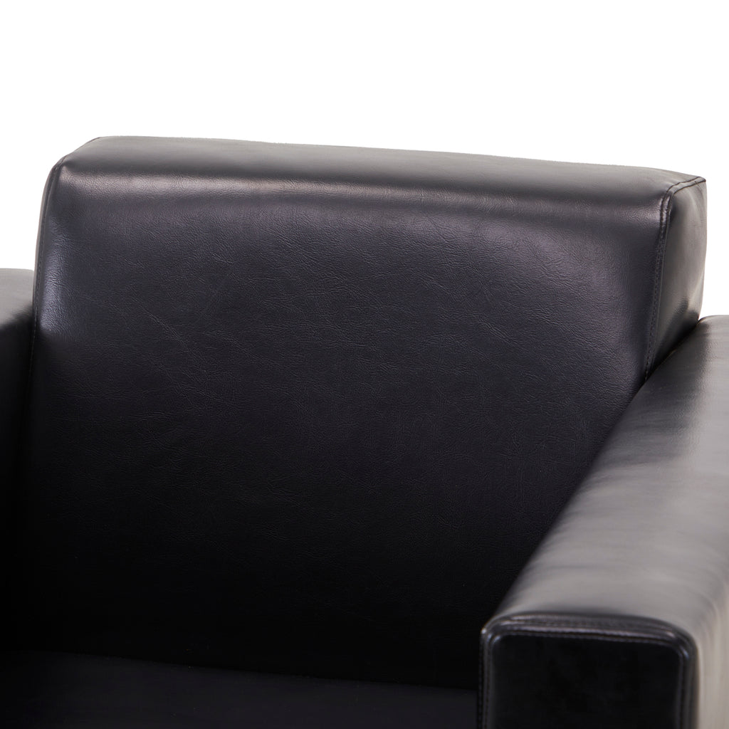 Black Angled Leather Armchair with Chrome Legs