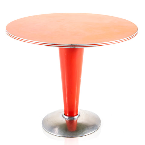 Round Orange and Chrome Kitchen Table