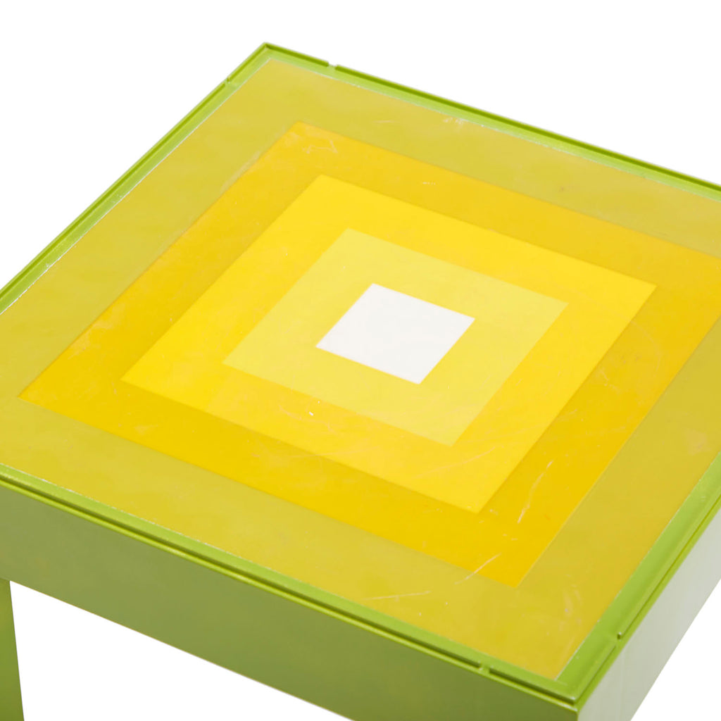 Green & Yellow Square Side Table