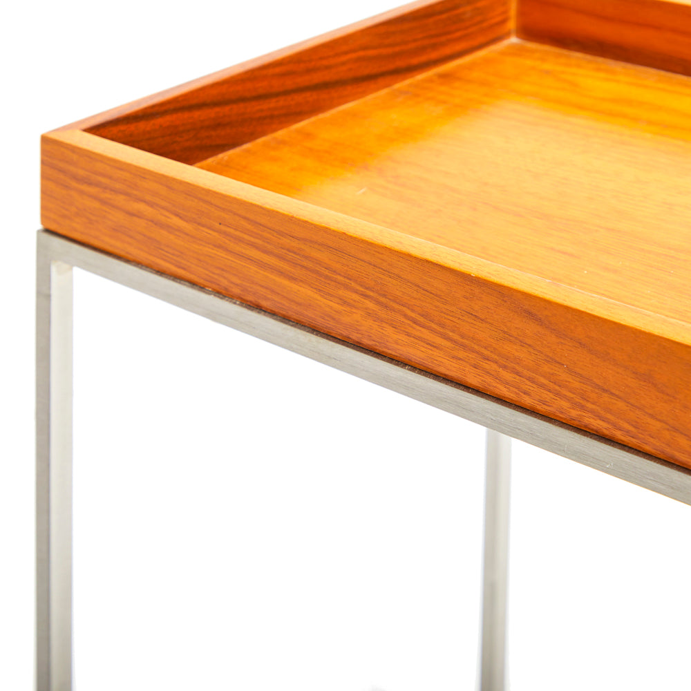 Wood Tray Side Table - Tall