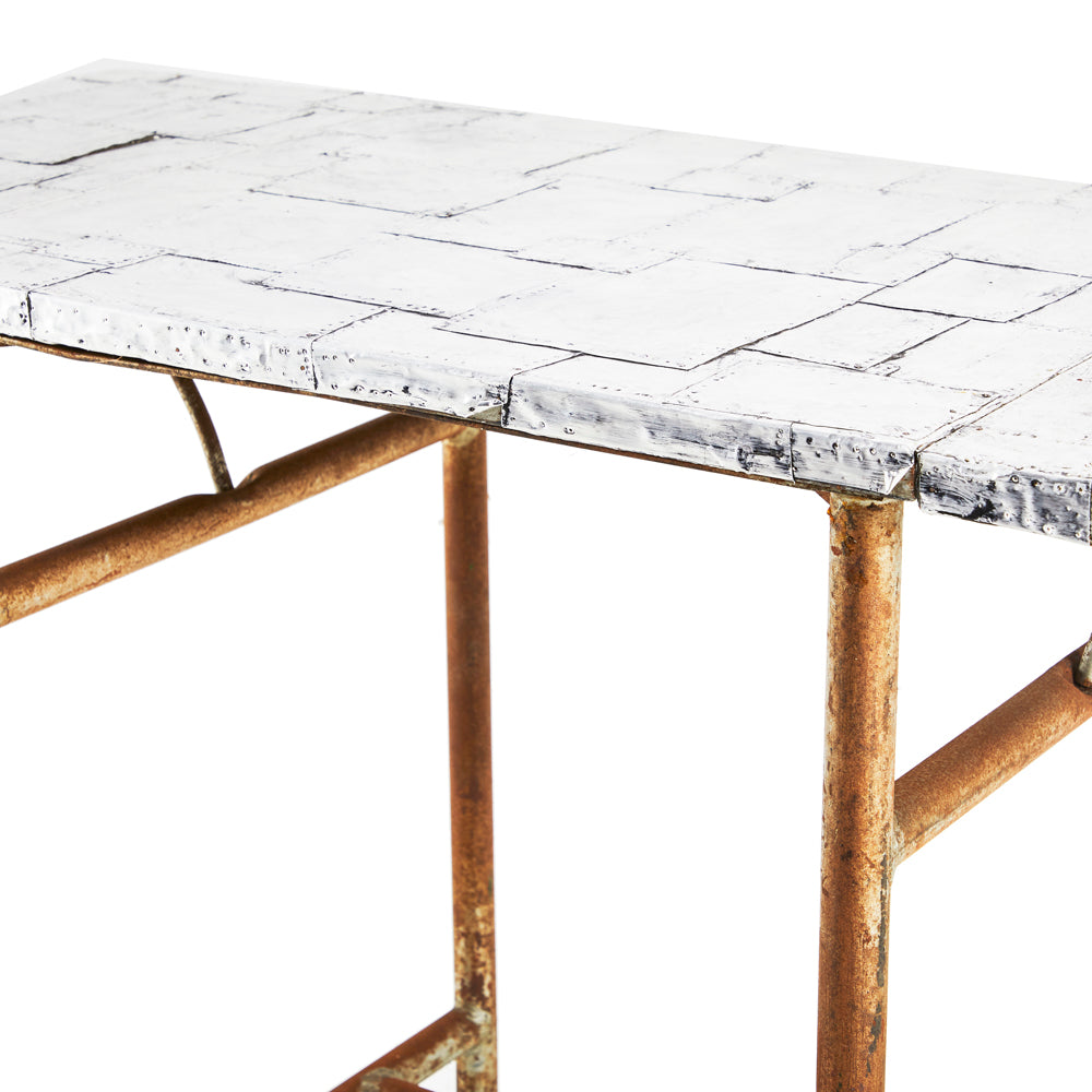 White & Rust Industrial Bar Table