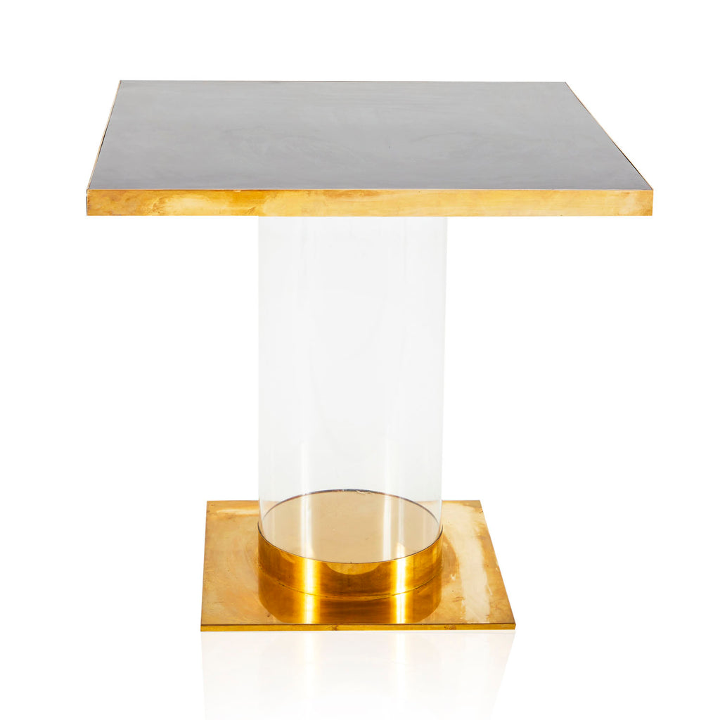Square Black Gold Pedestal Dining Table