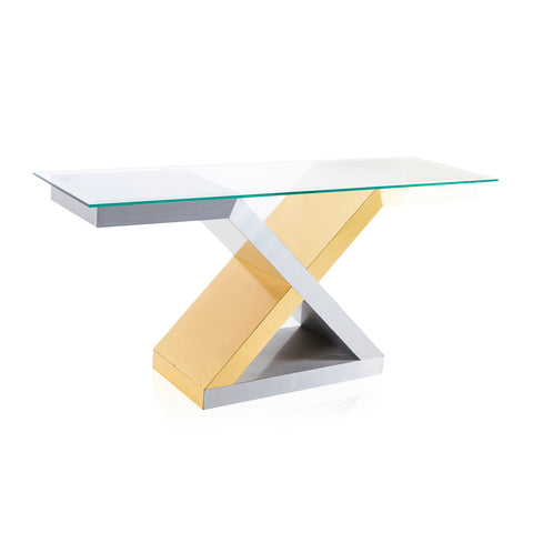 Gold & Silver X Console Table