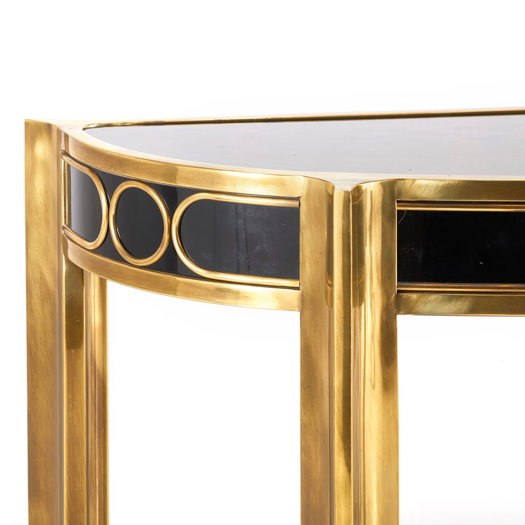 Gold & Black Glass Console Table